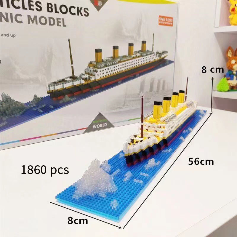 2024 Hot Selling Titanic Model DIY Building Block Set Popular Kids Toy Bricks Cheap Boats Themes Hot off the Press