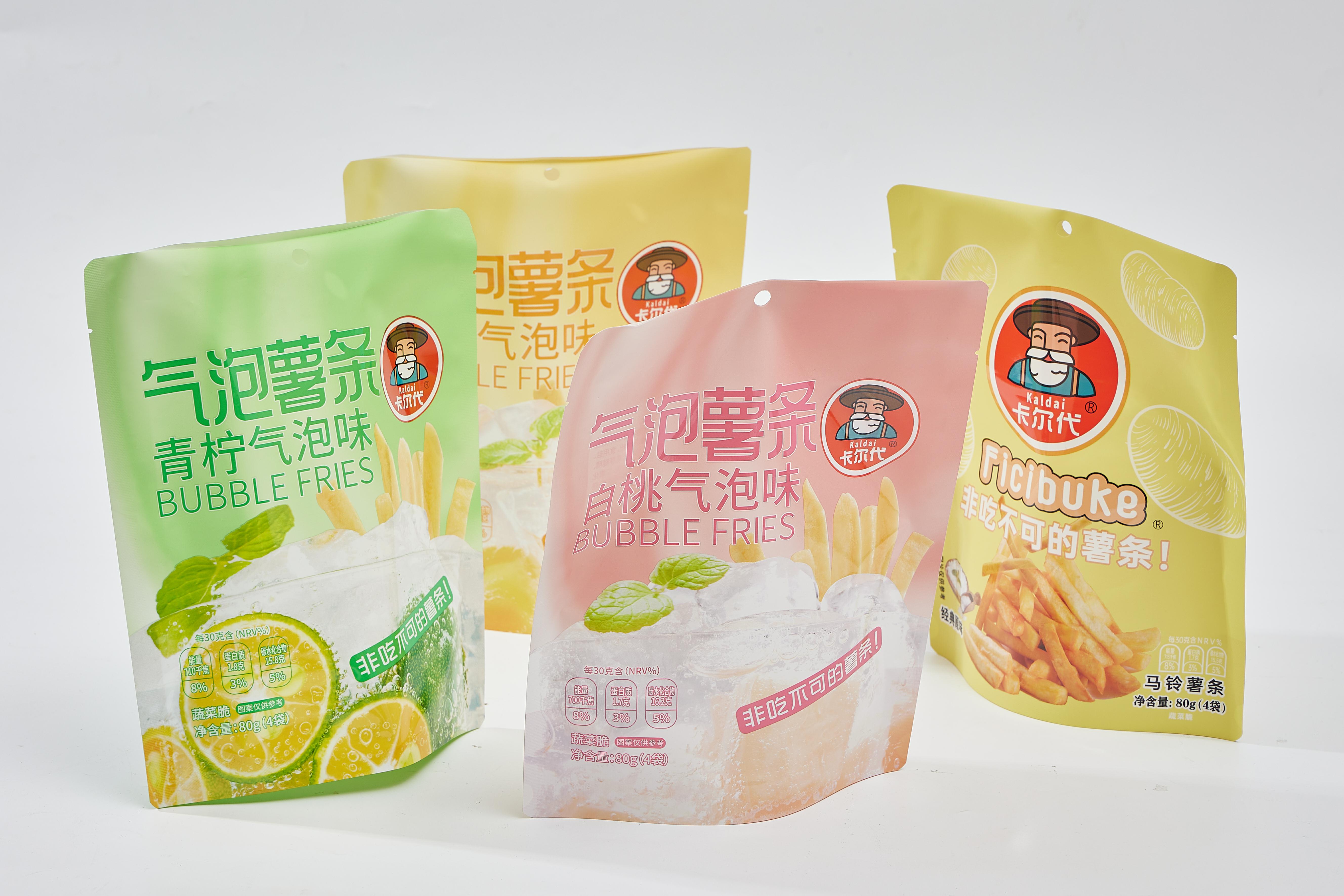 Customized Leisure Snacks Fries Packaging Bag with Zipper and Logo