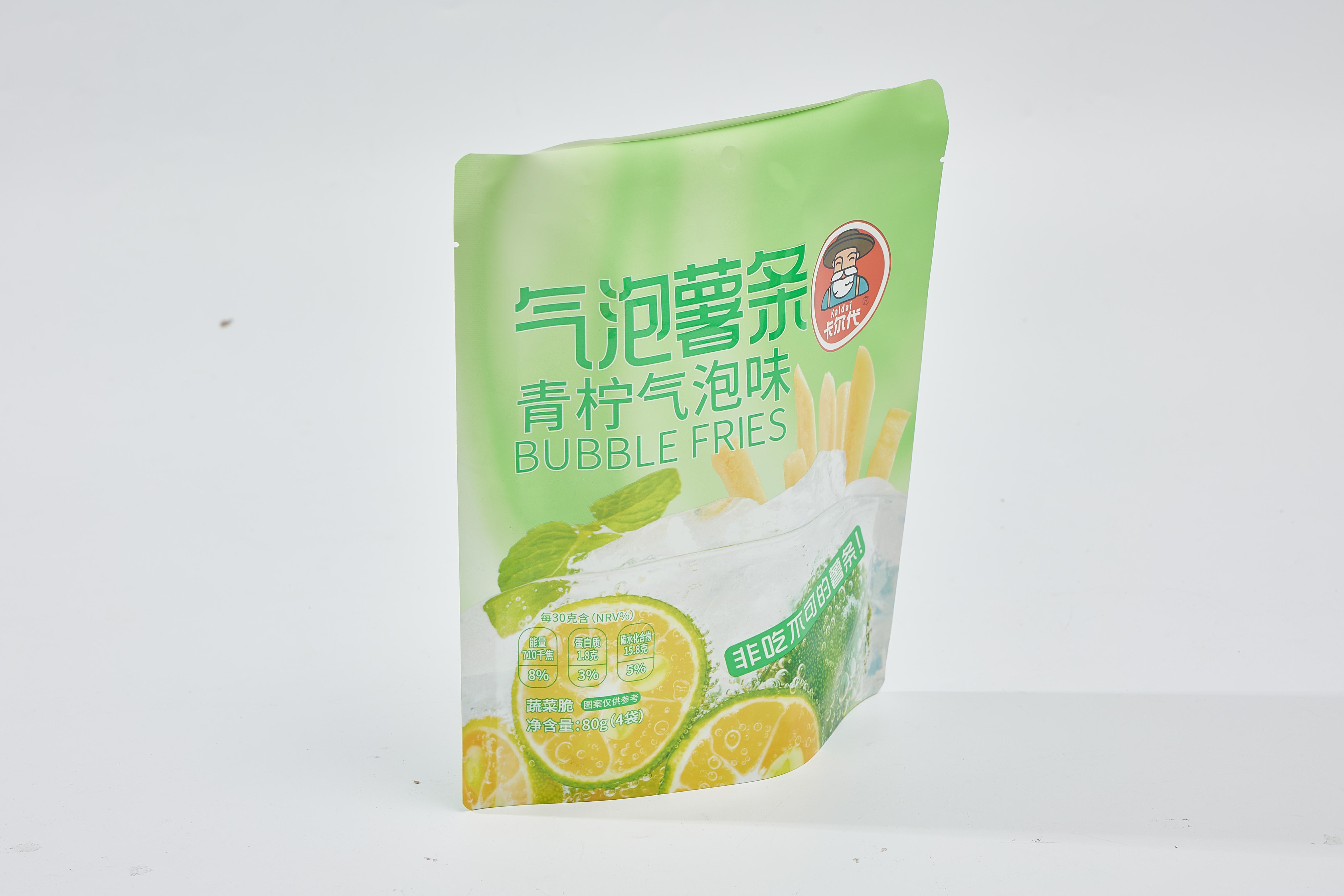 Customized Leisure Snacks Fries Packaging Bag with Zipper and Logo