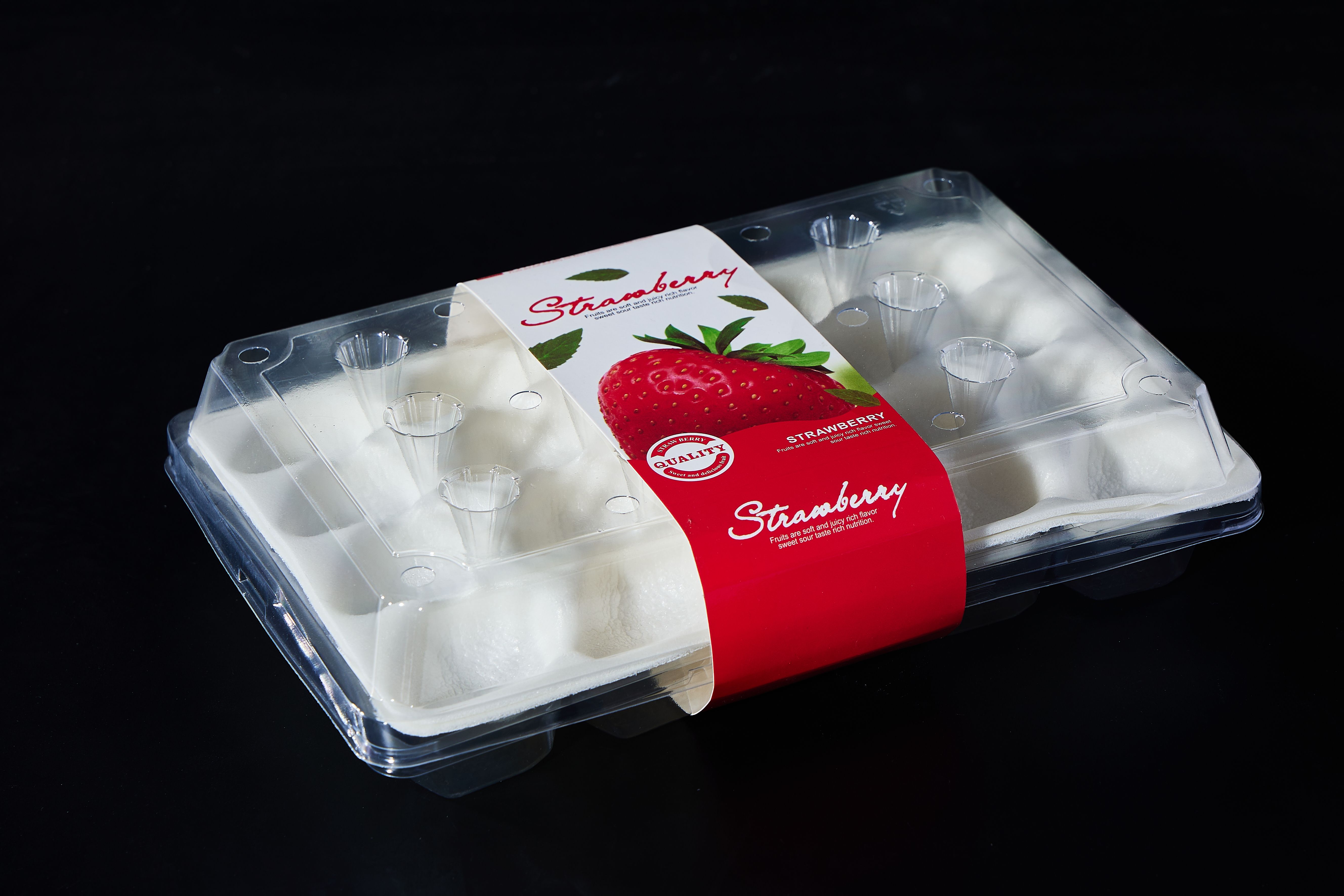 Clear Plastic Container for Strawberry 3X5 grids Strawberry box with sponge for Supermarket Farmer's Market