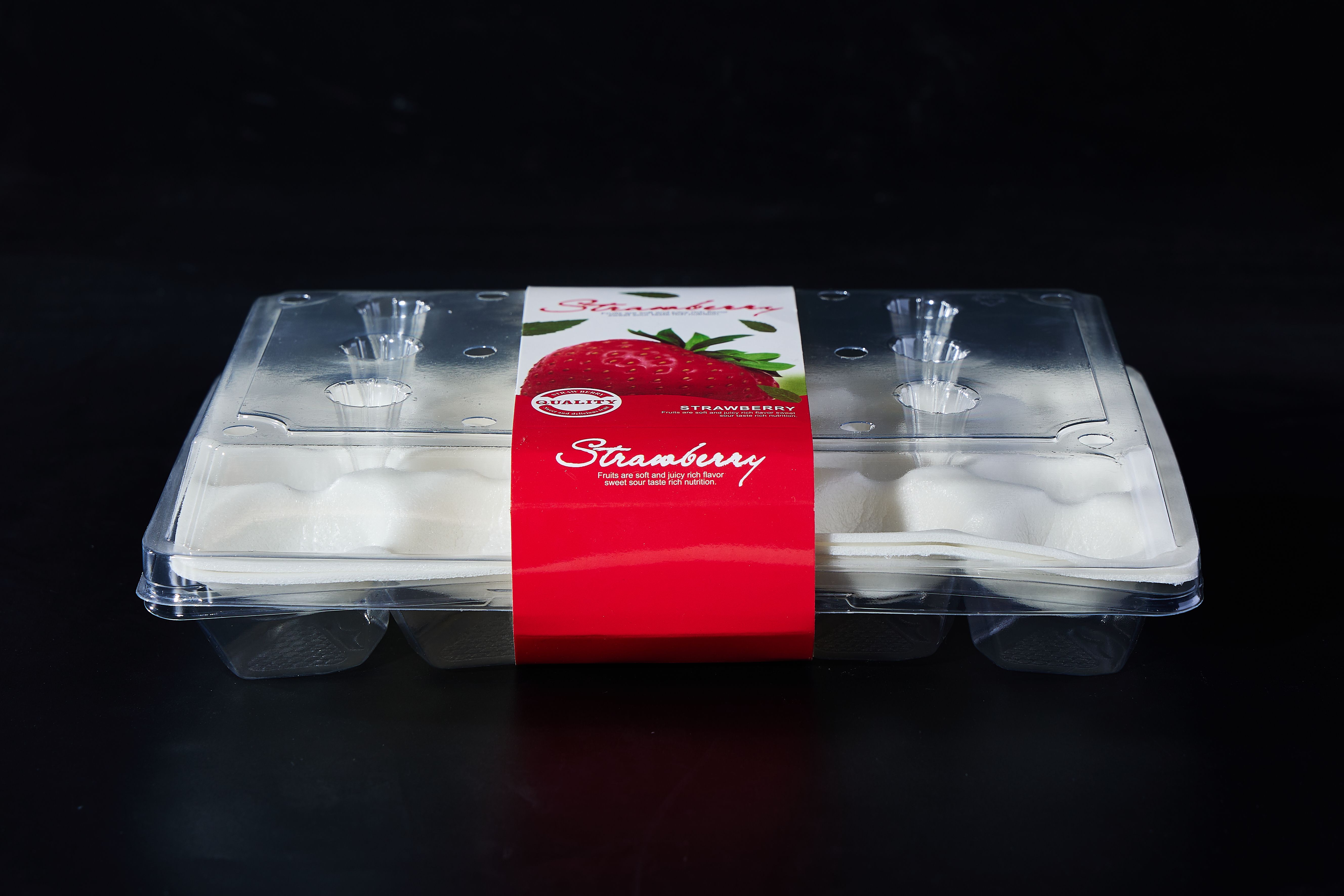 Clear Plastic Container for Strawberry 3X5 grids Strawberry box with sponge for Supermarket Farmer's Market