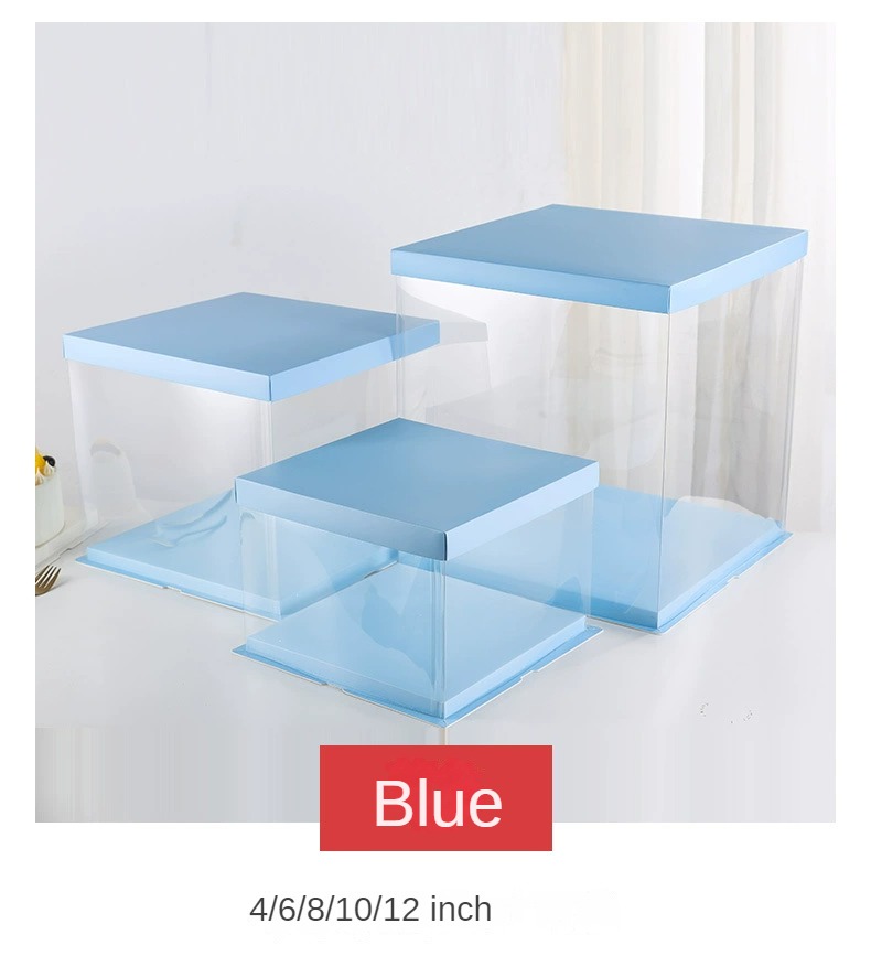 8 inch Cake Boxes PET Clear Bakery Boxes for Birthday Wedding Ceremony in color Blue