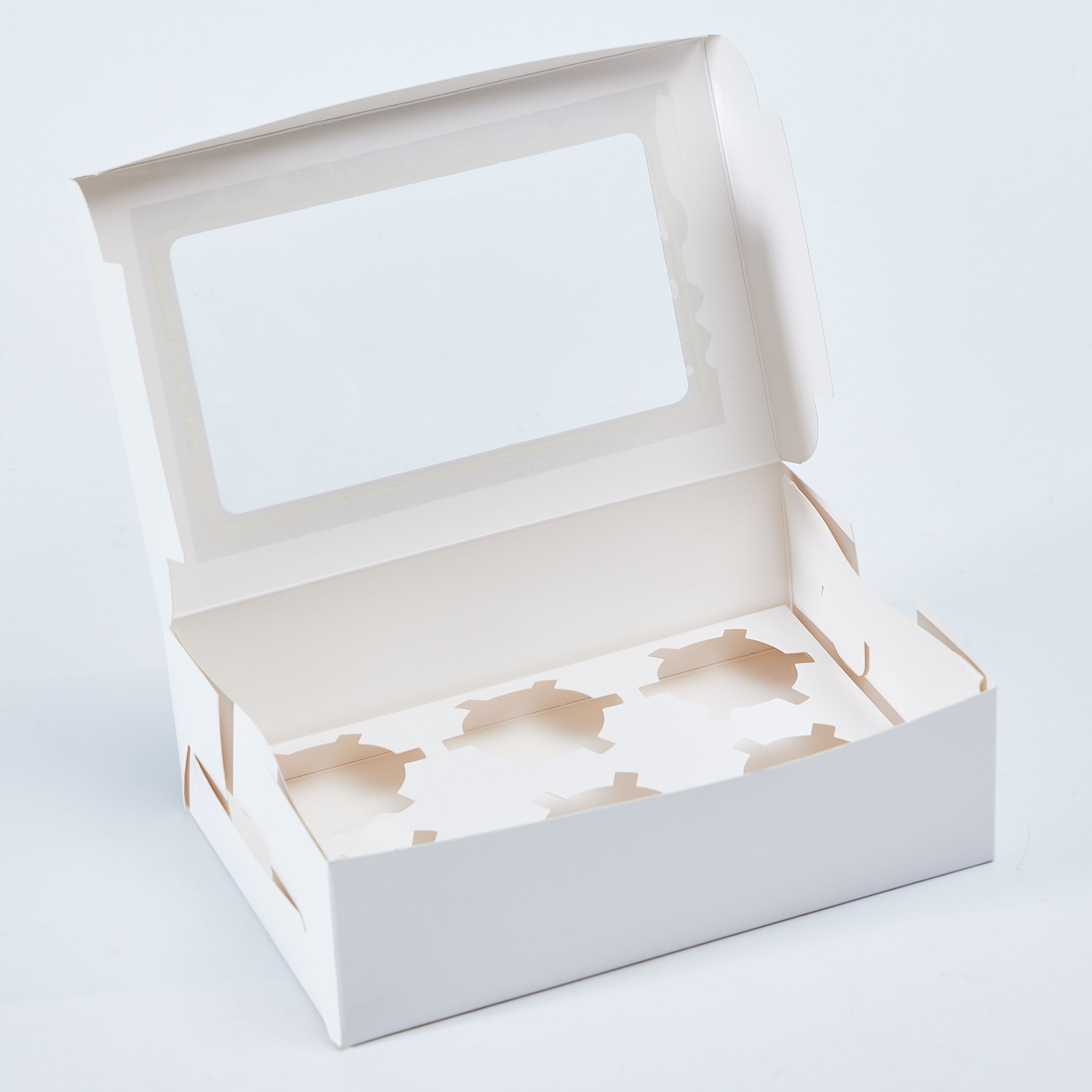 White Paper Cupcake Boxes with Insert Cookie Gift Boxes with Clear Window 6 Treat Holder Cupcake Containers Bakery Cake Box