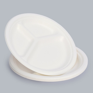 Compostable Paper Plates 3-compartment plate Earth-Friendly Disposable plate