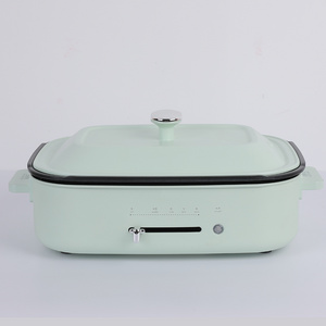 Solid color electric hot pot with heating plate cast aluminum cooking pot