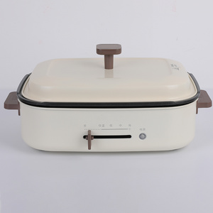 Electric hot pot with heating plate solid color mechanical control cooking pot