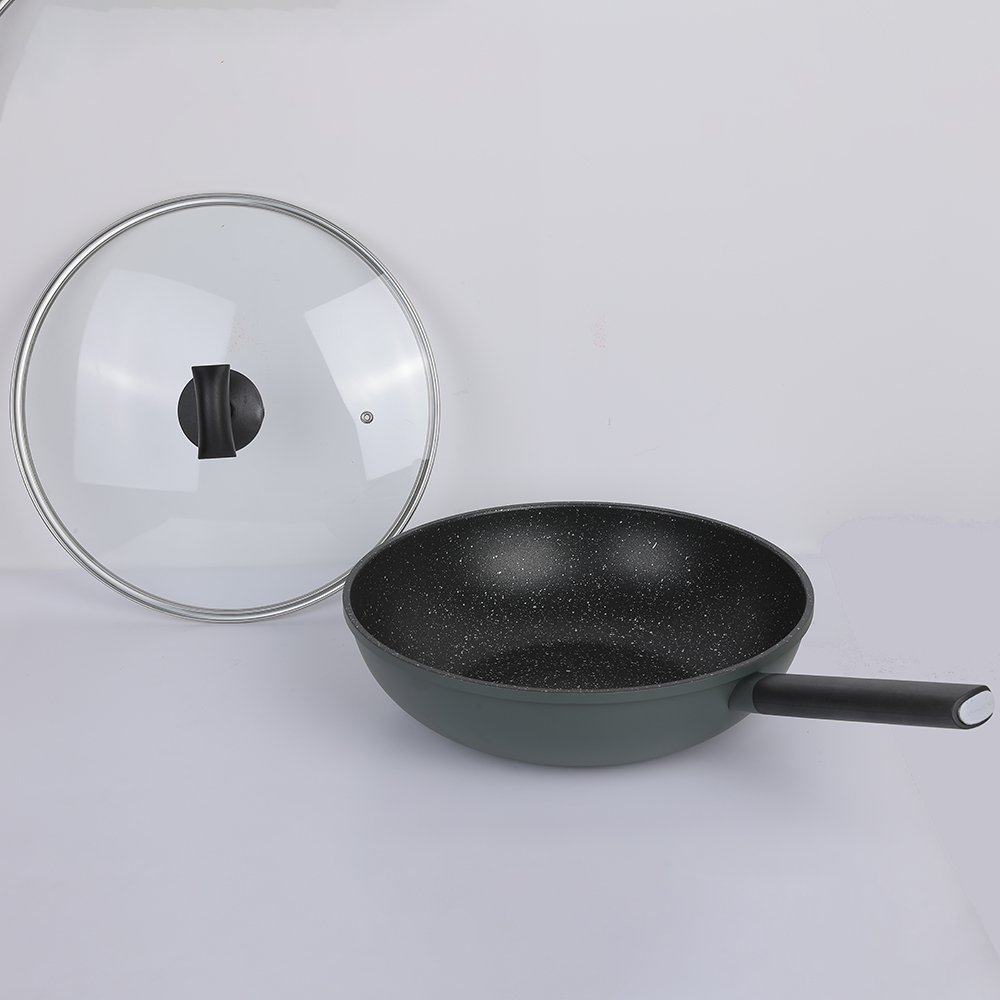 large capacity aluminum alloy frying pan non sticker stir-frying cooker for gas and electromagnetic stove
