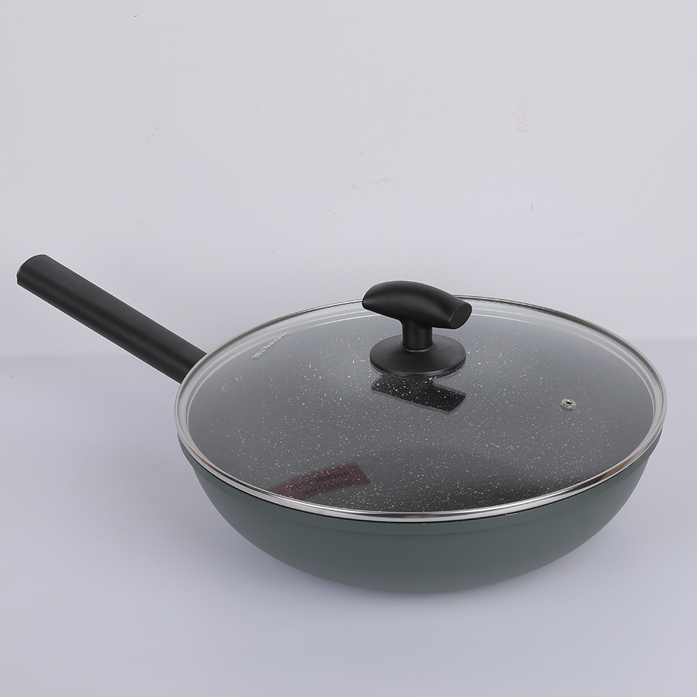 large capacity aluminum alloy frying pan non sticker stir-frying cooker for gas and electromagnetic stove