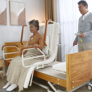 MD-H82 nursing care bed with spinning bed platform in seat position