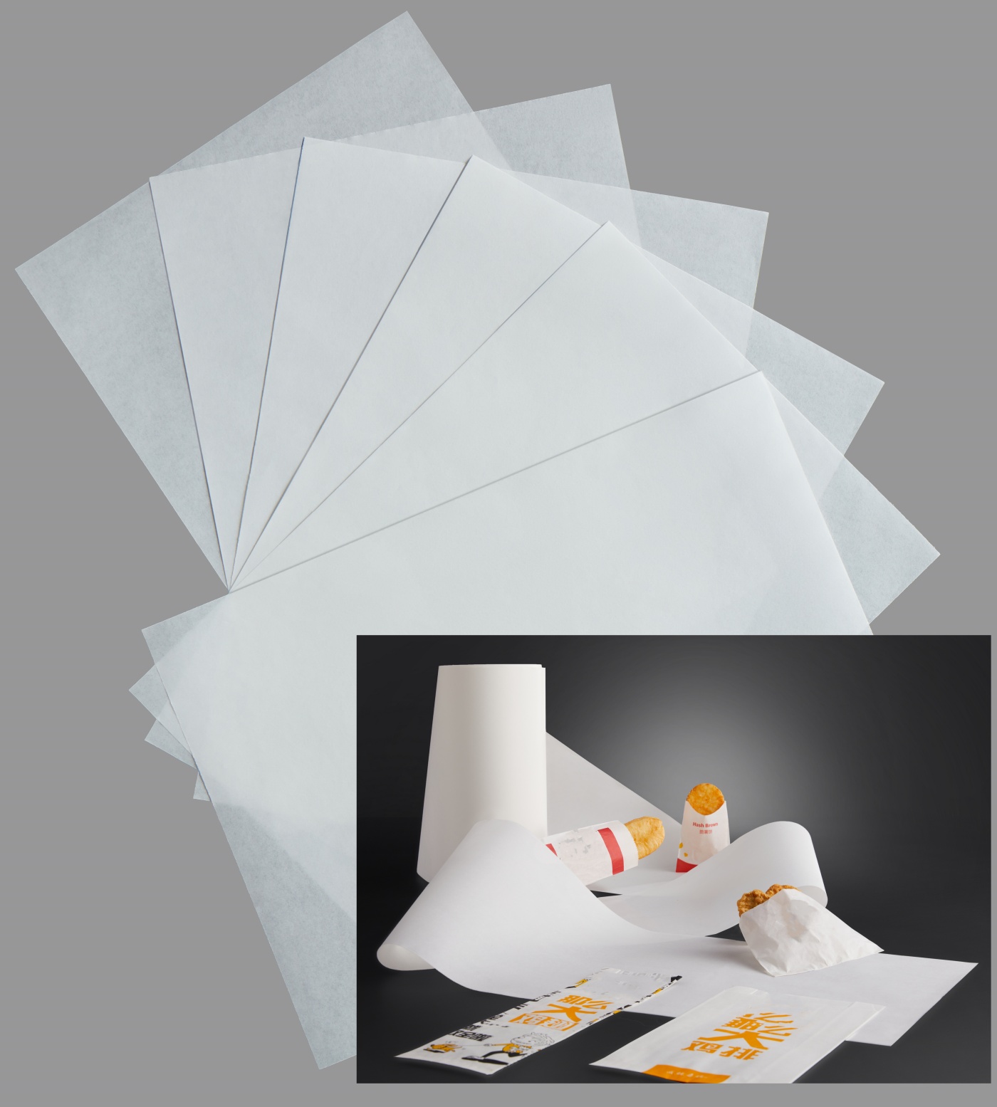 BIO factory made white kraft paper Greaseproof paper for french fries,chicken wings food packaging paper