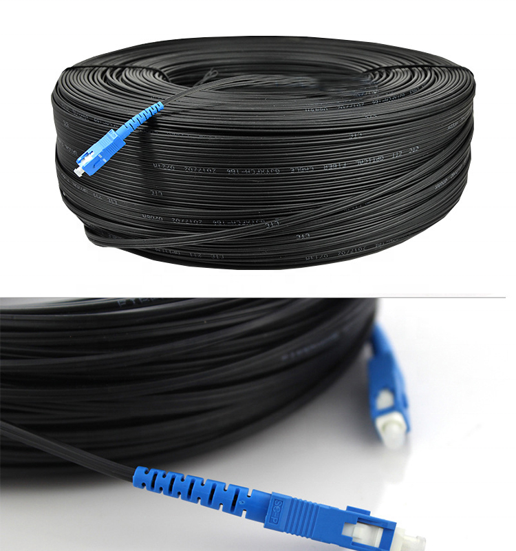SC APC to SC UPC SM G657A1 Optical FTTH Simplex Drop Cable Fiber Optic Patch Cord 50m