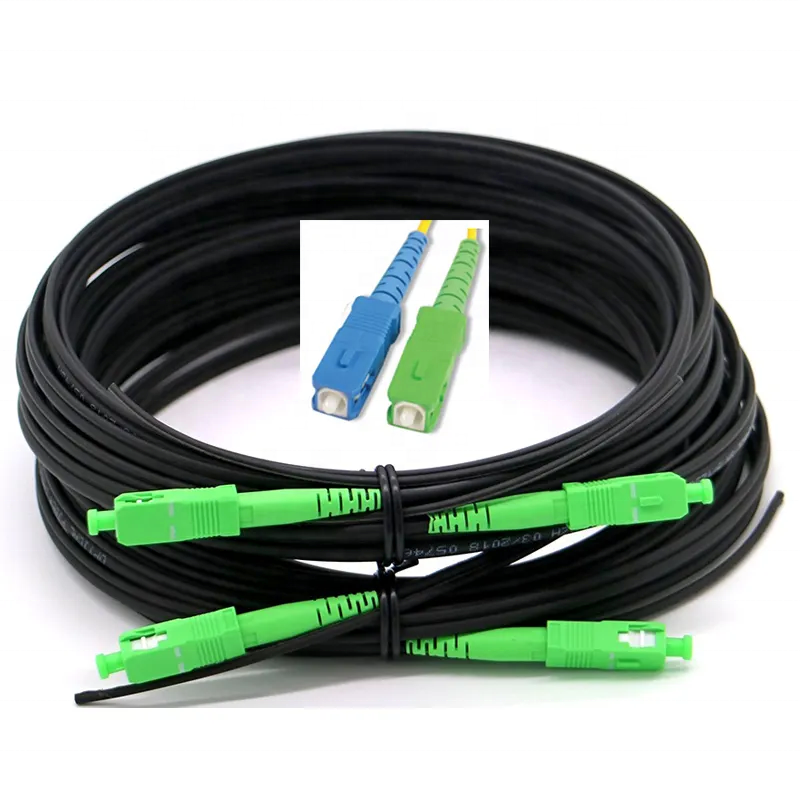 SC APC SC APC Fiber Optic Patch Cable 20m 50m 100m Black FTTH Drop Cable Patch Cord