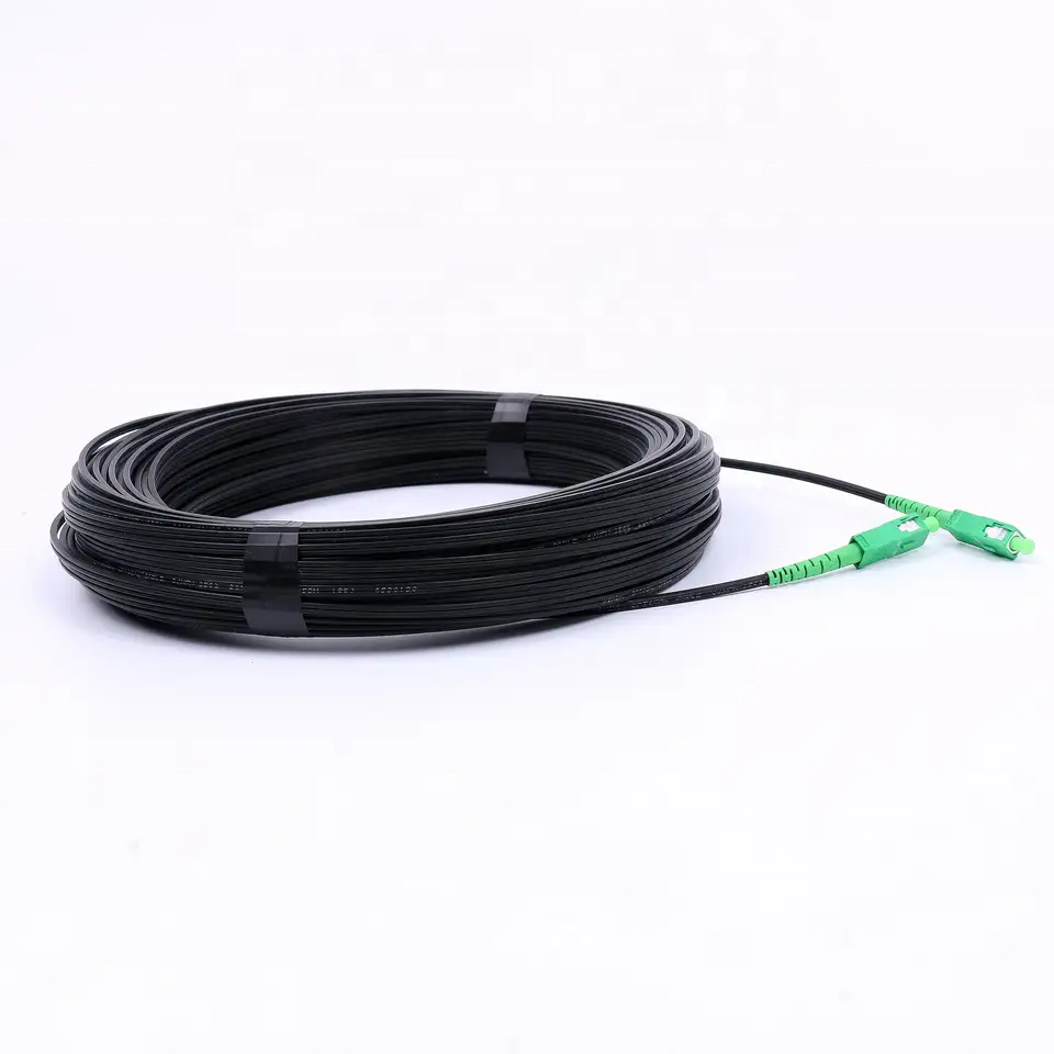 SC APC SC APC Fiber Optic Patch Cable 20m 50m 100m Black FTTH Drop Cable Patch Cord