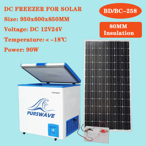 BDBC-258 DC Solar freezer 12V24V battery chest freezer for Africa deep freezer for Cold chain logistics 48V is available