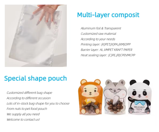 Custom Resealable Food Plastic Bag Package Pouch For Pouch Bags