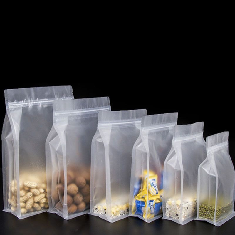 Matte edible transparent OPP packaging bag candy flat bottom stand up pouch for snack food packing ziplock bags