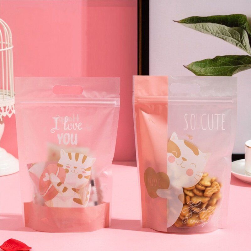 Matte edible transparent OPP packaging bag candy flat bottom stand up pouch for snack food packing ziplock bags