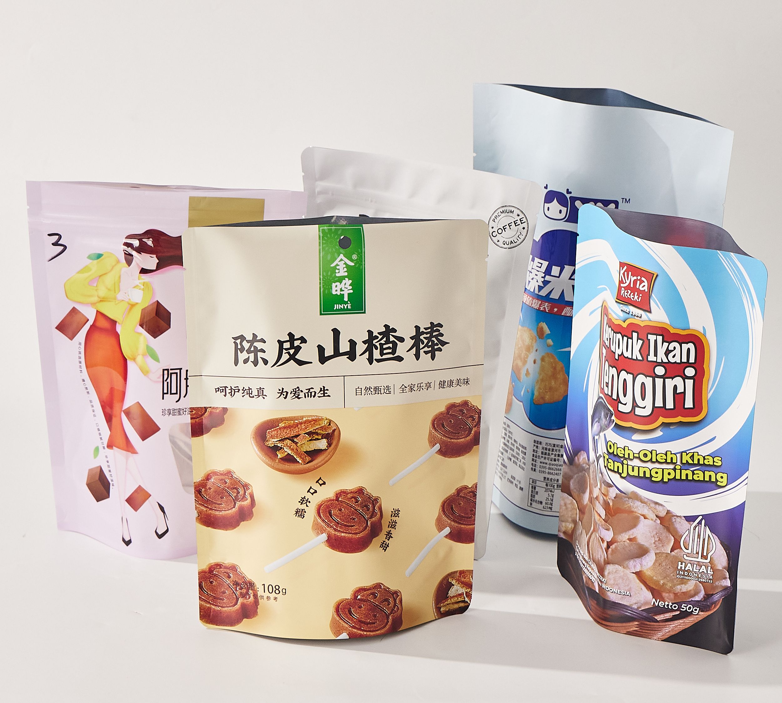 Aluminum Foil Snack Tea Chocolate Packaging Bag Candy Stand Up Pouch Matte Effect Free-Shaped Coffee Packaging Bags