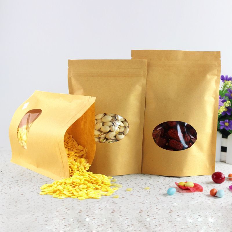 Stock Clear Zip Lock Dry Fruit Nuts Food Packaging Bag Stand Up Pouch