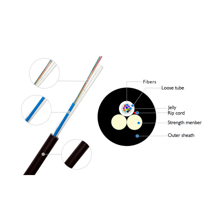 Aerial Outdoor Mini ADSS 12 Core Single Mode ASU Fiber Optic Cable ASU