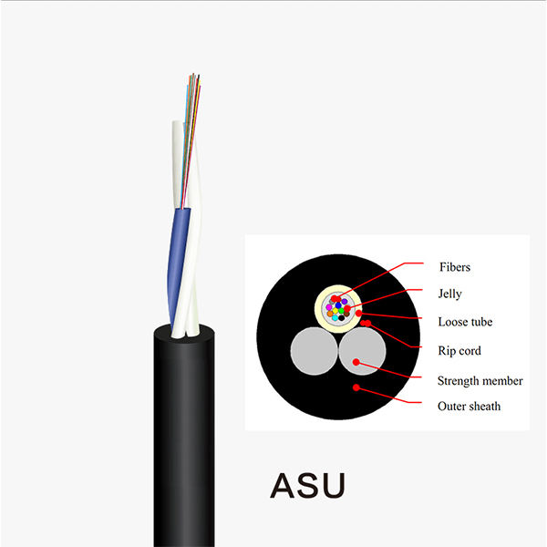 Aerial Outdoor Mini ADSS 12 Core Single Mode ASU Fiber Optic Cable ASU