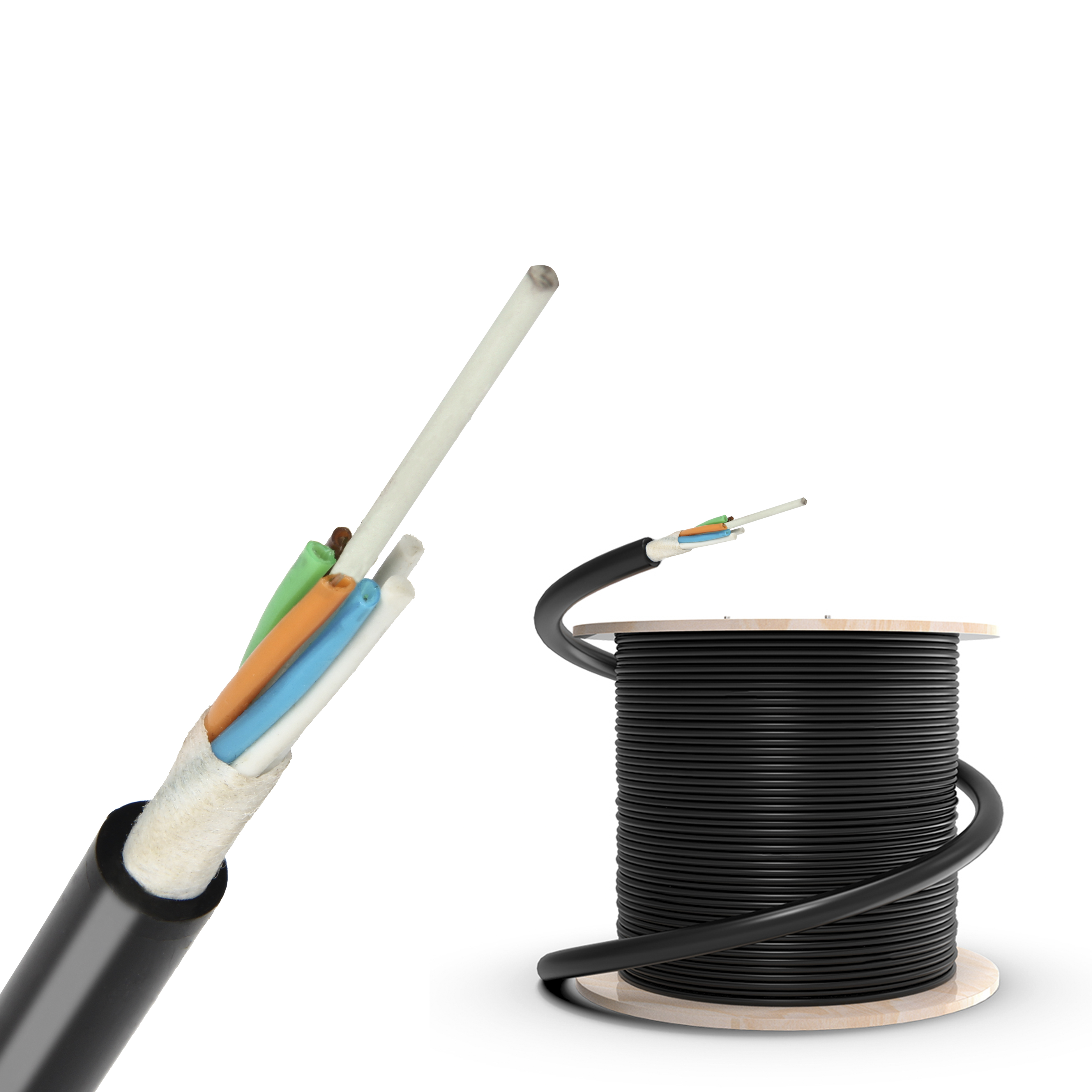 Outdoor Aerial Fiber Cable 4 8 12 24 48 72 96 144 Core Single Mode GYFTY Fiber Optic Cable