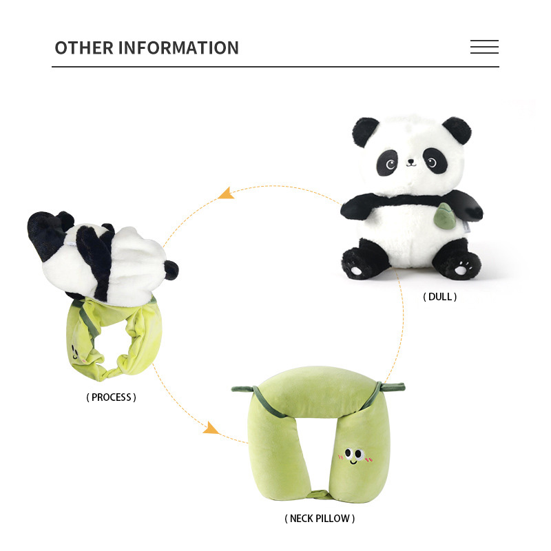 Personalised Transform Panda Bamboo Dual-Use Bolster Toy Rest Tube Shape Pillow