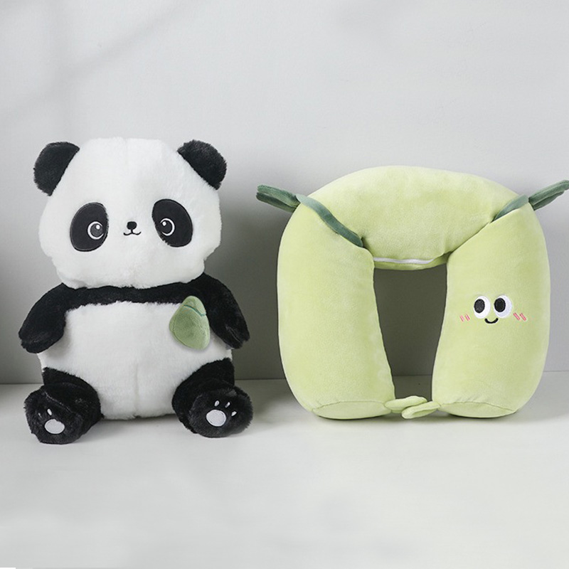 Personalised Transform Panda Bamboo Dual-Use Bolster Toy Rest Tube Shape Pillow