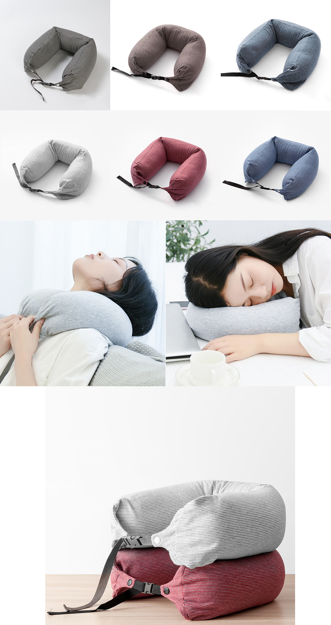 Wholesale Custom Logo Stripe Khan Cloth Particle u-Shaped Travel Pillow