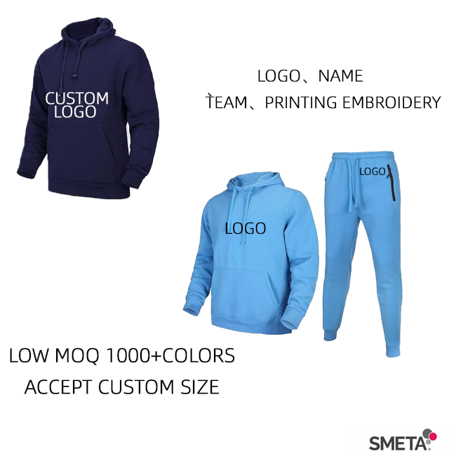 Oem sweatpants and hoodie set breathable custom logo sweatsuit