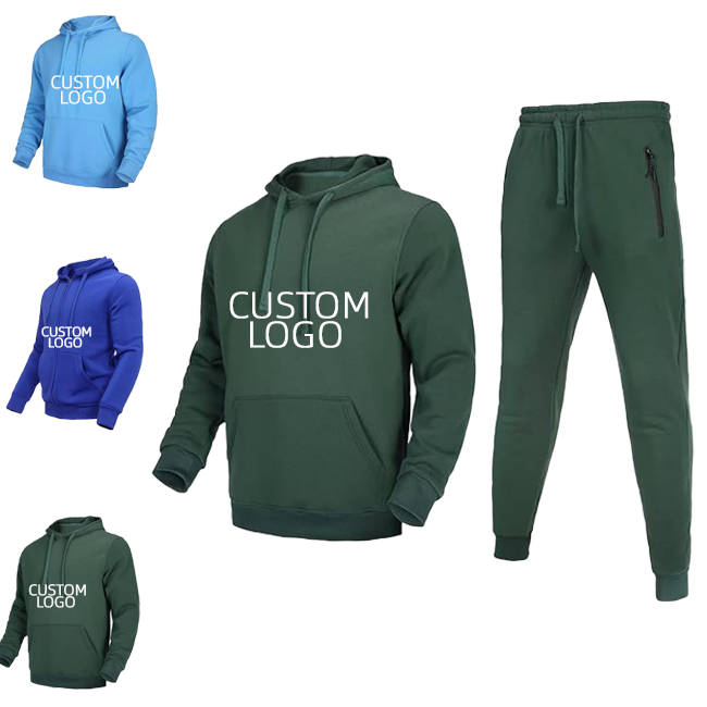 Oem sweatpants and hoodie set breathable custom logo sweatsuit