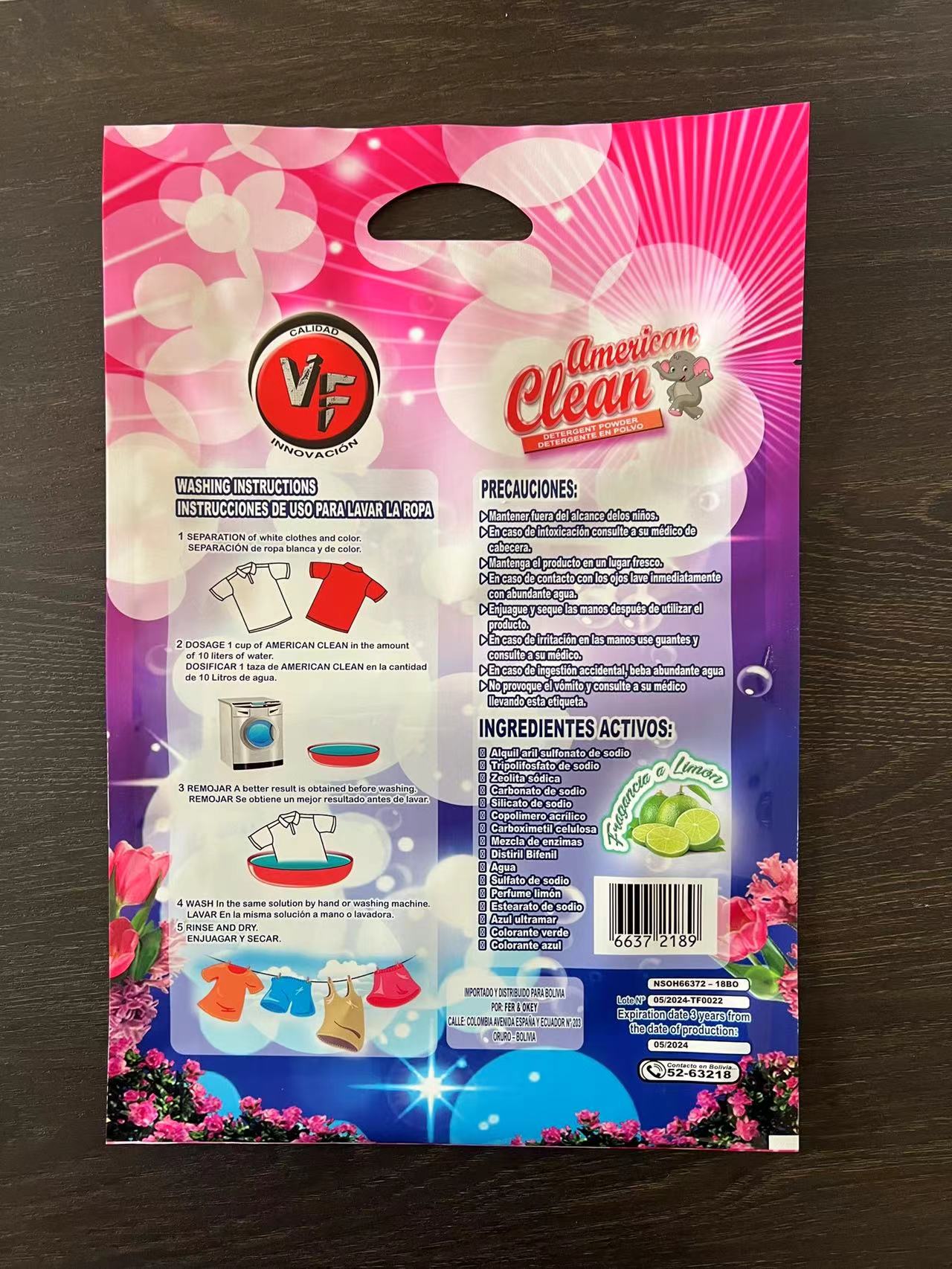 Hot Sale Custom Printed Plastic Laundry Detergent Pouch Washing Powder Packaging Bag