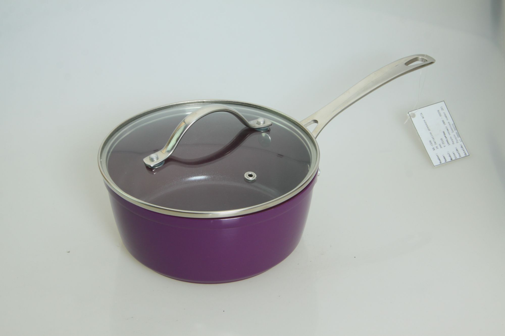 OEM&ODM S/S handle alu. non-stick coating saucepan with glass lid