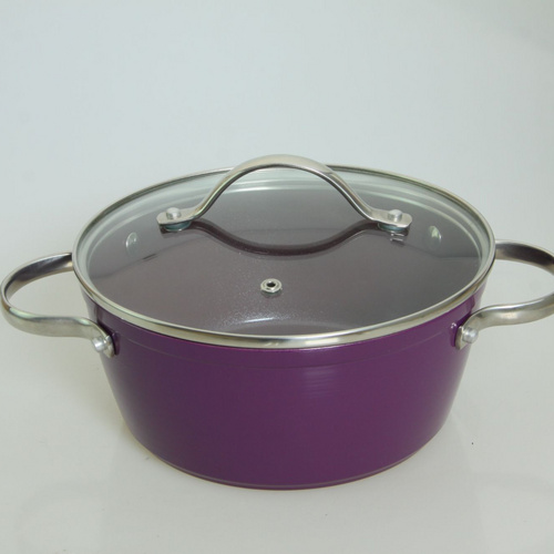 OEM&ODM S/S handle alu. non-stick coating casserole with glass lid