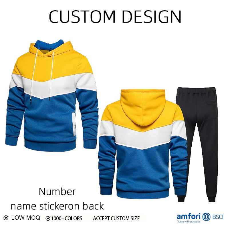 Oem plain hoodies breathable athletic wear men custom logo tracksuit for men