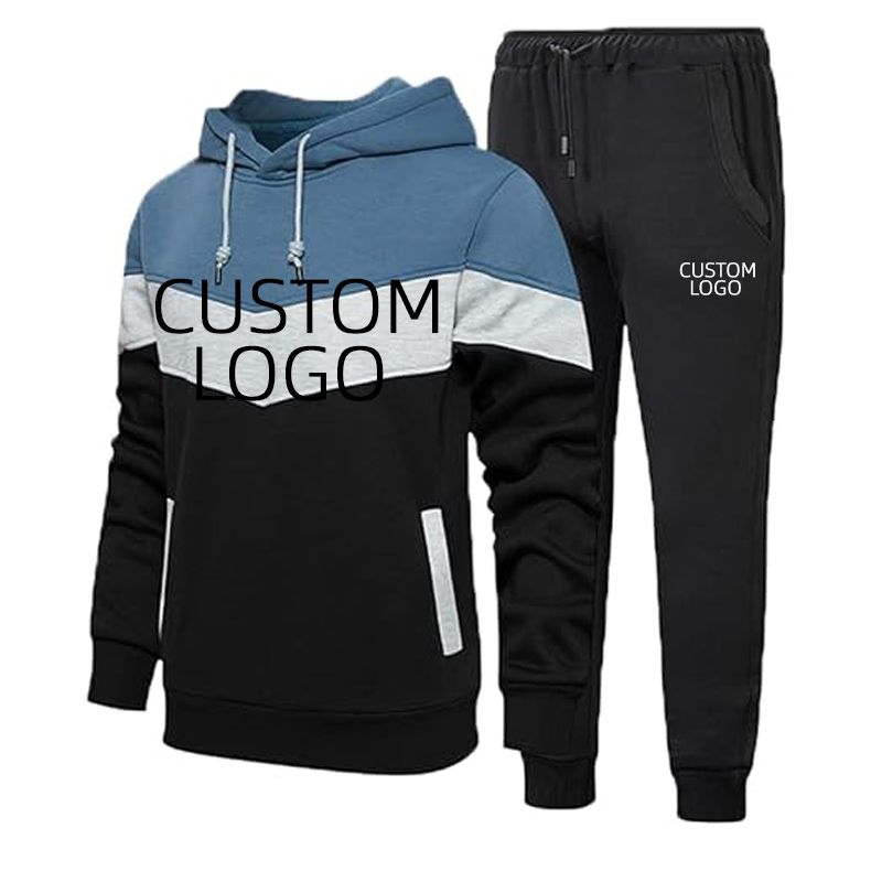 Oem plain hoodies breathable athletic wear men custom logo tracksuit for men