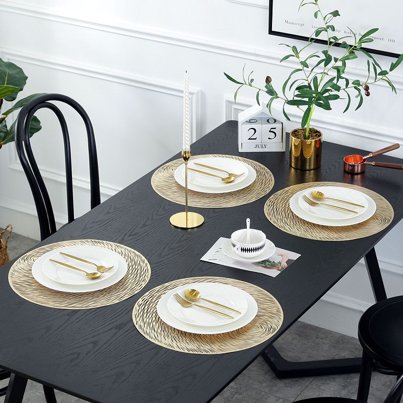 Free Sample OEM&ODM custom gold round pvc placemat for dining table