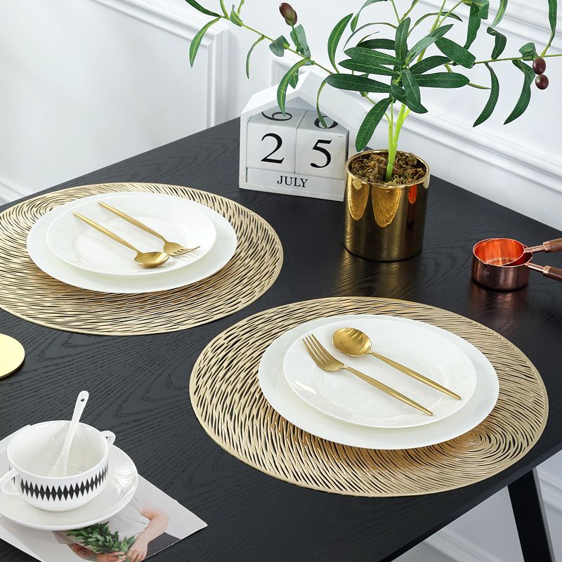 Free Sample OEM&ODM custom gold round pvc placemat for dining table