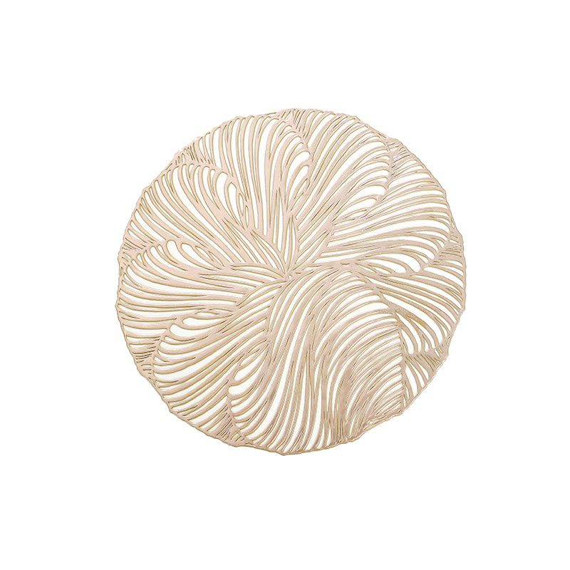 PVC table mat scallop round gold hollowed out light luxury high temperature insulation luxury placemats