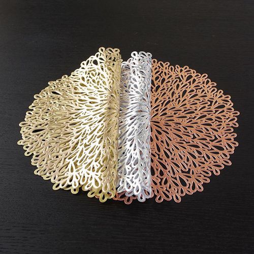 Wholesale Round Waterproof Reusable Hotel Restaurant Gold Pvc Placemat Place Mats for Wedding