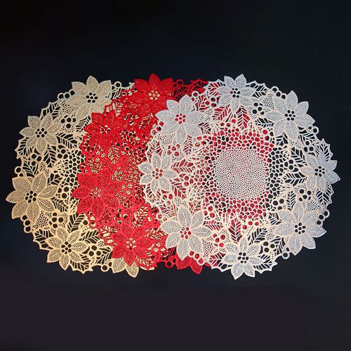 Flower shape round place mat ready to ship low small quantity PVC table mat