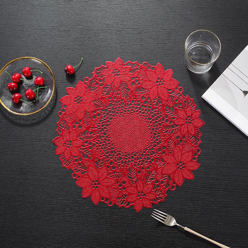 Flower shape round place mat ready to ship low small quantity PVC table mat