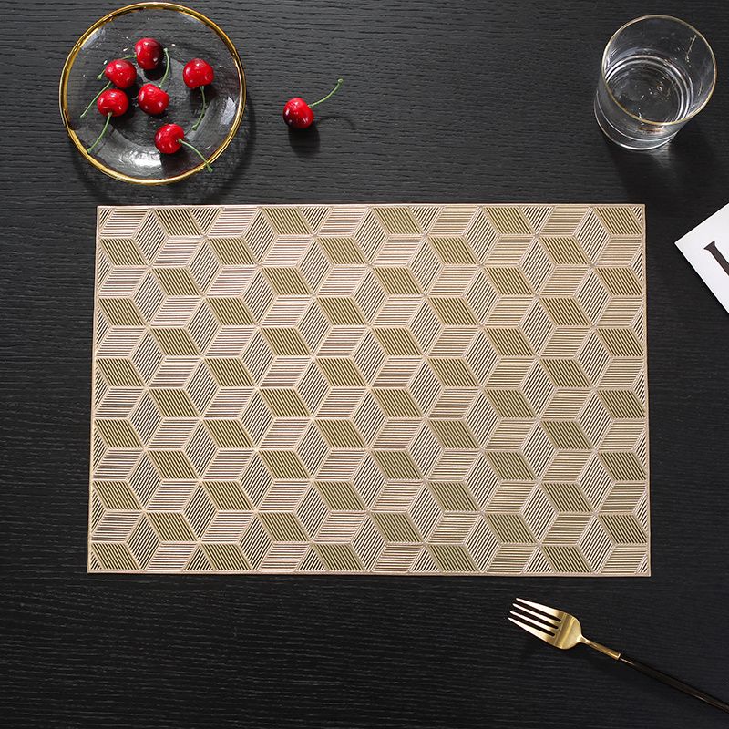 Rectangle simple Christmas decorative dining mat PVC heat insulation vinyl gold table placemat