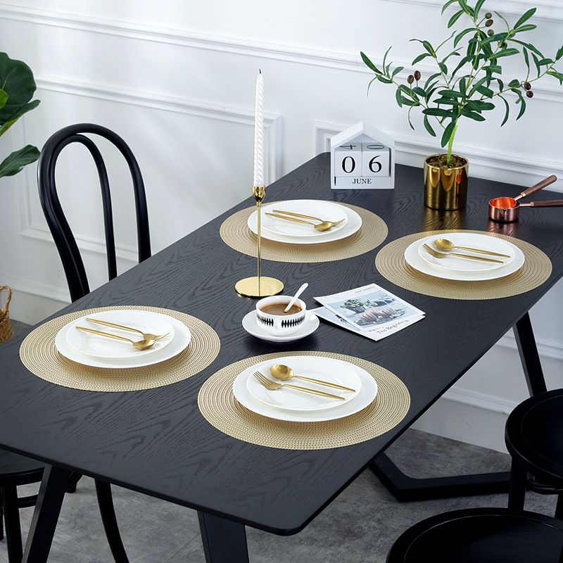 Free Sample OEM&ODM logo color customized PVC luxury round high temperature resistant no-wash pattern placemat