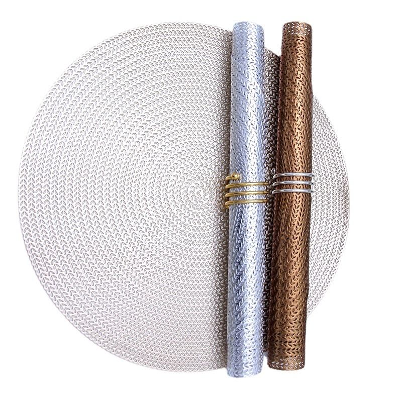 Free Sample OEM&ODM logo color customized PVC luxury round high temperature resistant no-wash pattern placemat