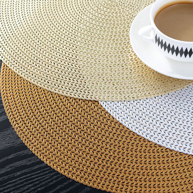 Free Sample OEM&ODM logo color customized PVC luxury round high temperature resistant no-wash pattern placemat