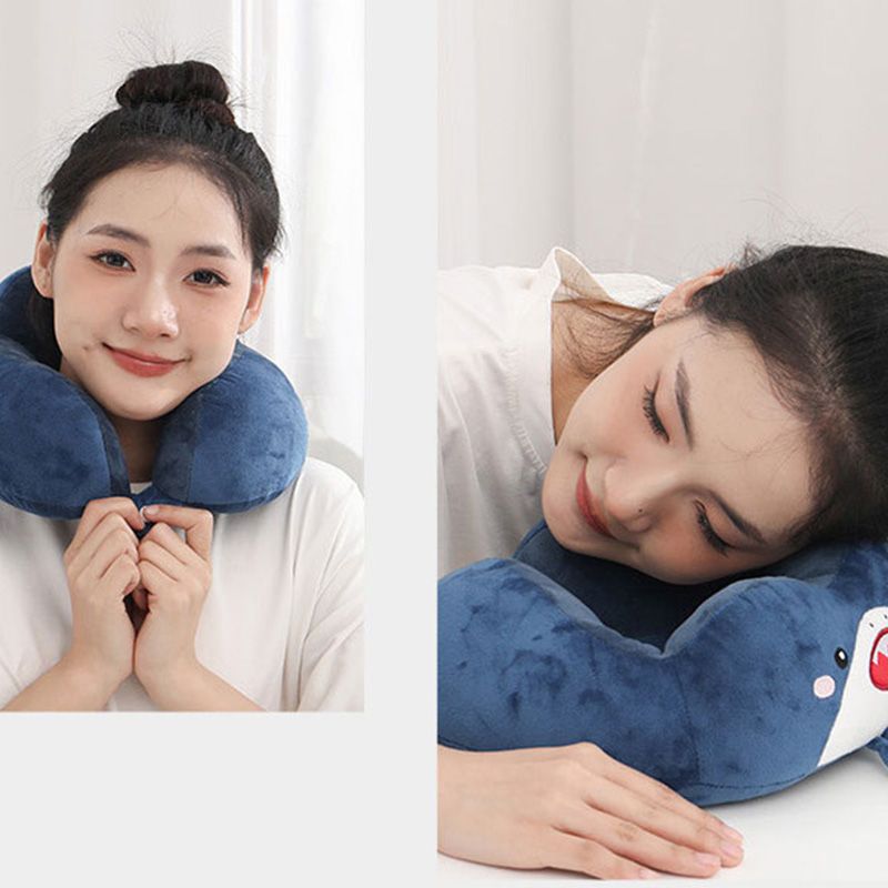 Wholesale Strawberry Bear Micro Fiber Fluffy U Shape Pillow For Airplane Rest