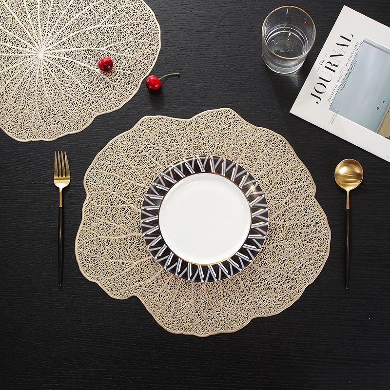 Manufacture PVC Hollow Placemat Gold High Quality Heat Resistant Place Mat Plain Table Mats Sets Household