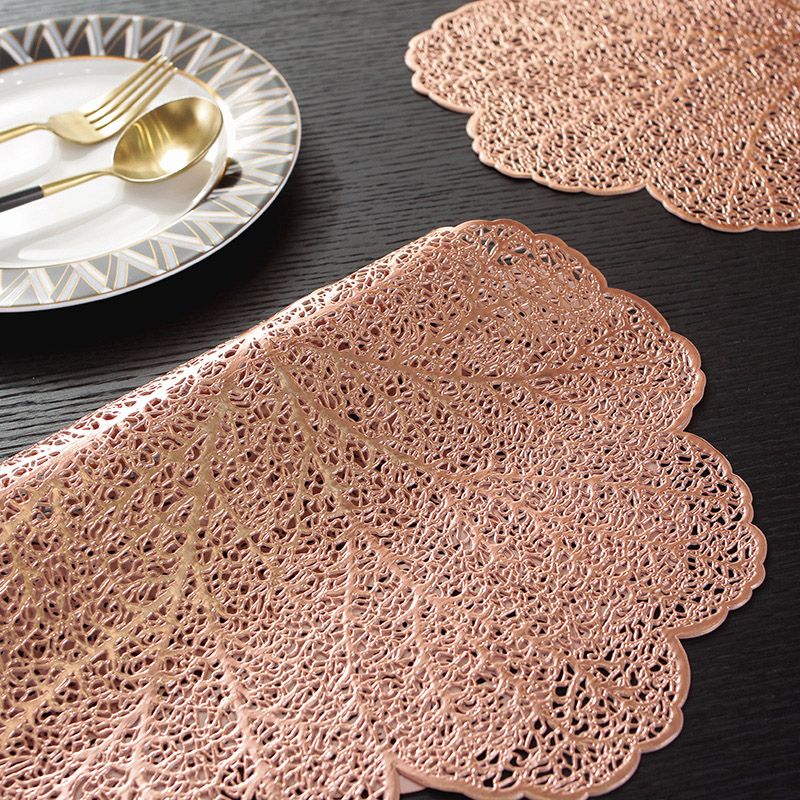 Manufacture PVC Hollow Placemat Gold High Quality Heat Resistant Place Mat Plain Table Mats Sets Household