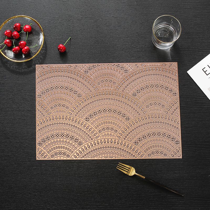 Wholesale Long Rectangle Fireworks Table Mat Leather PVC Hollow Place mats for Wedding Party Table Decoration